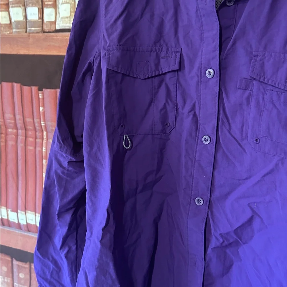 Columbia purple PFG nylon long sleeve button down shirt Large - Picture 4 of 6
